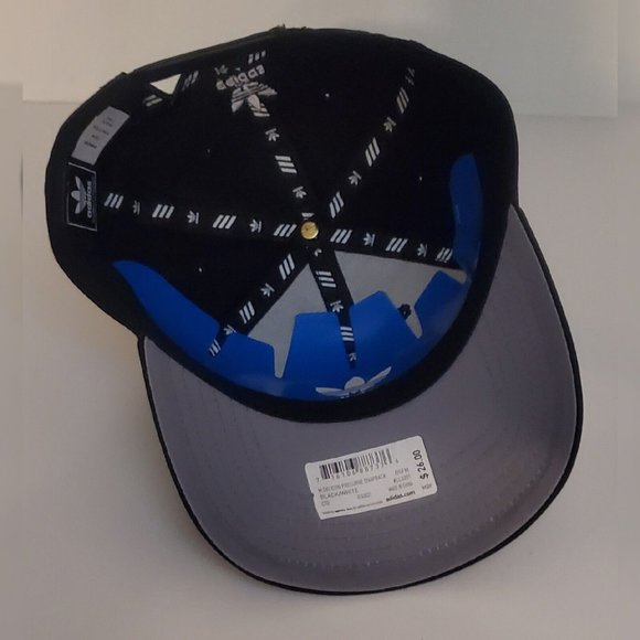 ADIDAS ORIGINALS SNAPBACK HAT MEN'S ADJUSTABLE EMBROIDERED WHITE LOGO BLACK OS - Picture 4 of 10